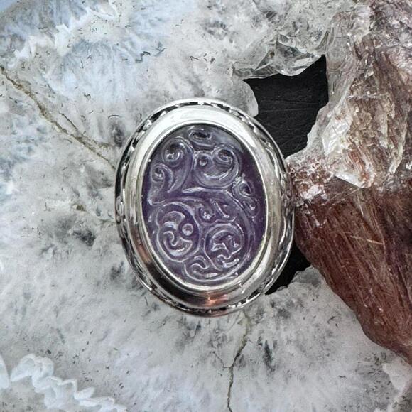 Carolyn Pollack Sterling Oval Amethyst & Carved Clear Quartz Doublet Ring Sz 6 - Picture 6 of 10